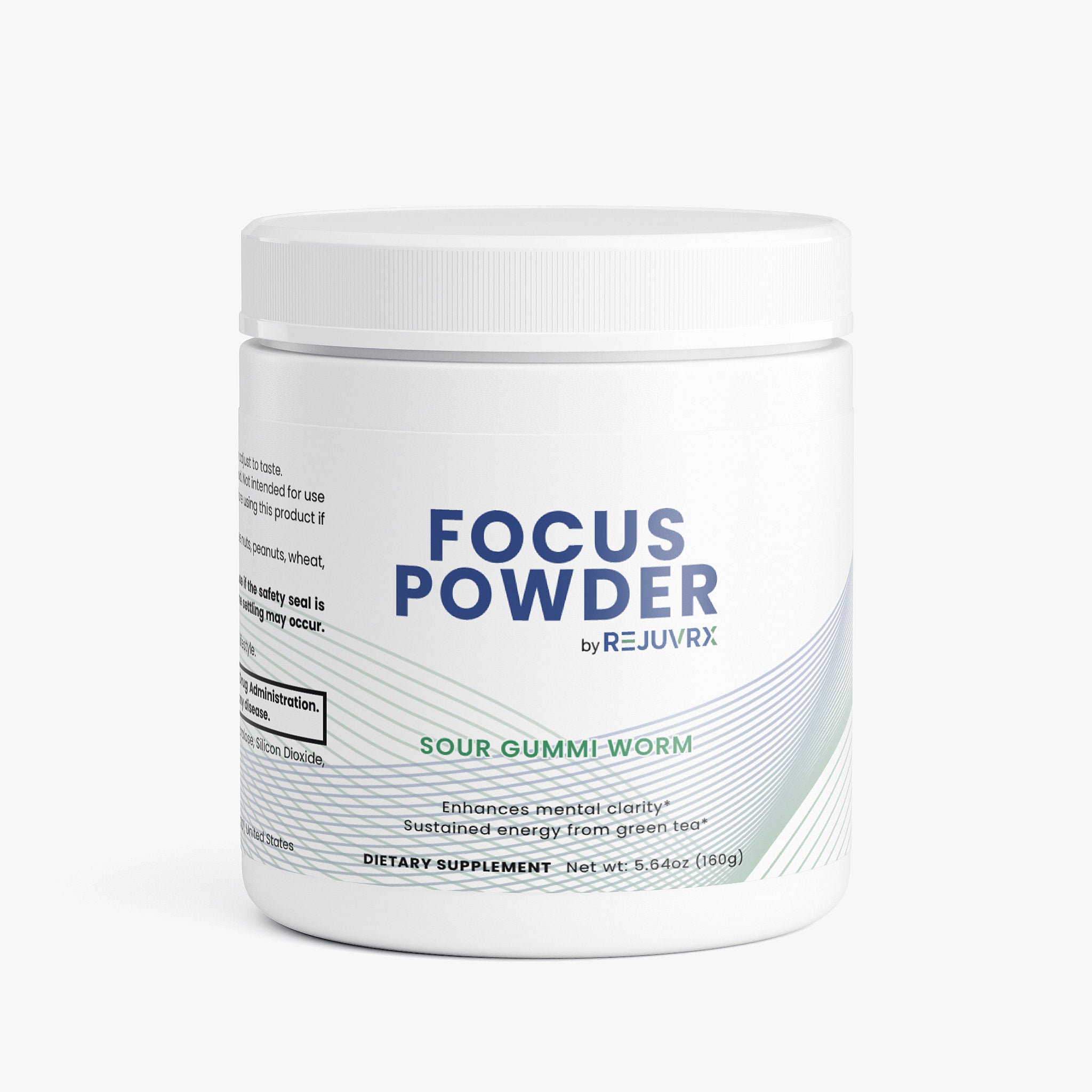 Container of Focus Powder by Rejuvrx on a white background