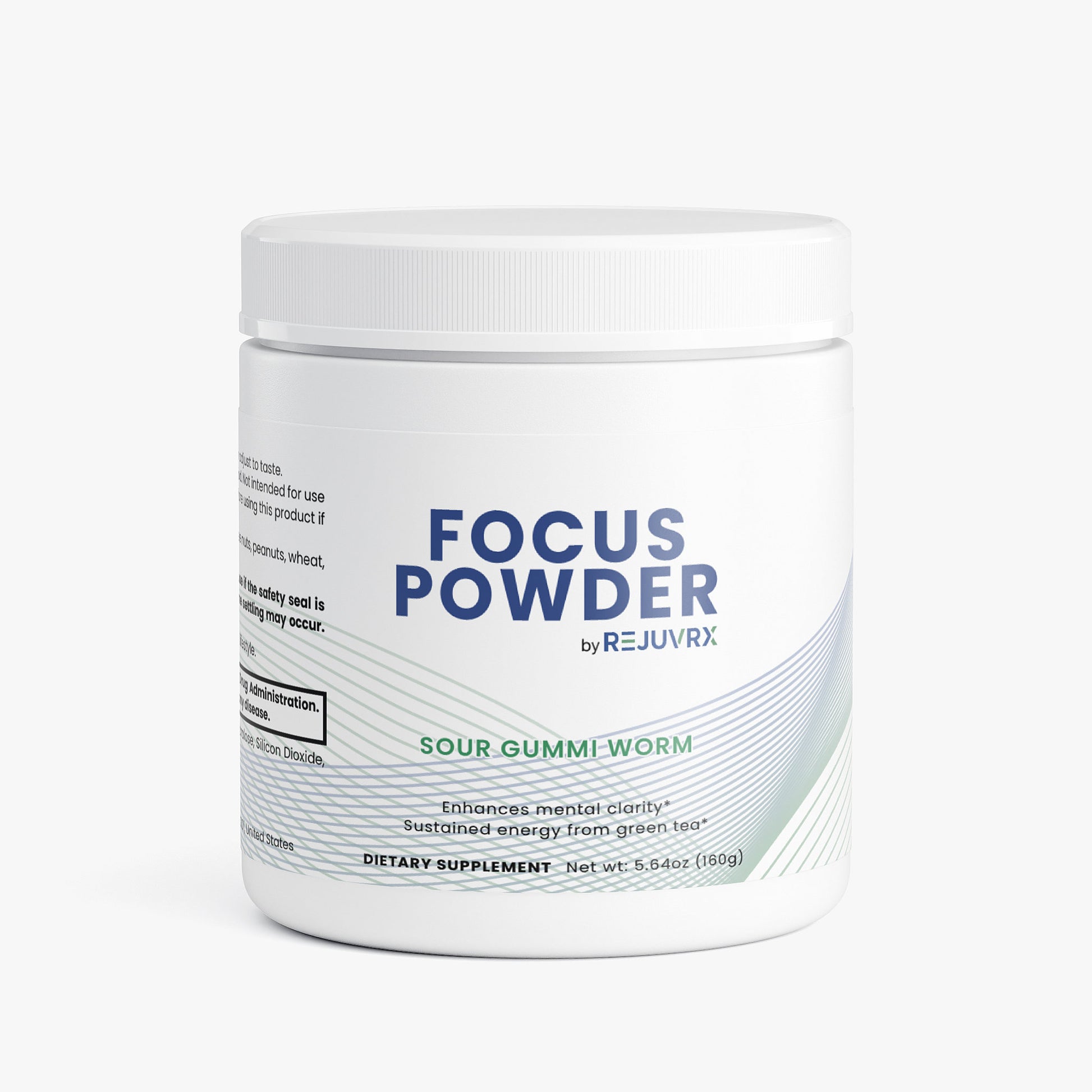 Container of Focus Powder by Rejuvrx on a white background