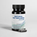 Supplement bottle labeled 'Natural Gut Wellness by Rejuvrx' on a light gray background