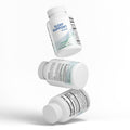 Three bottles of sleep support capsules on a white background