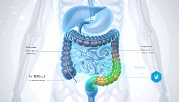 Diagram of the human digestive system with labeled parts on a white background