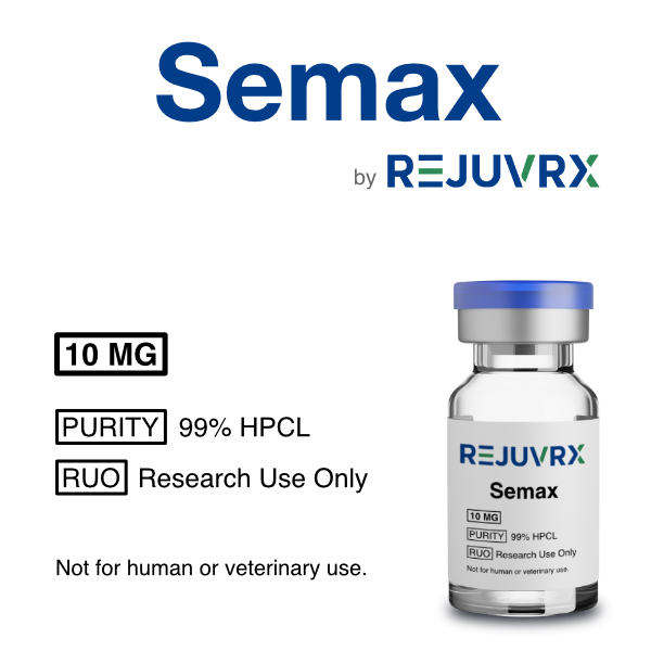 Semax by REJUVRX vial with product details on a white background
